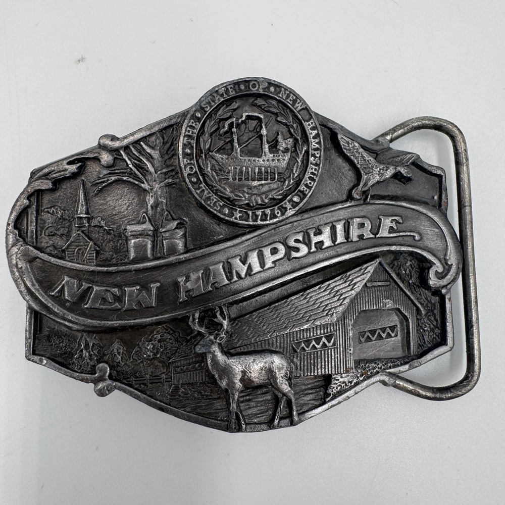Vintage‎ 1986 Siskiyou New Hampshire State Seal Belt Buckle S-55 Made in USA